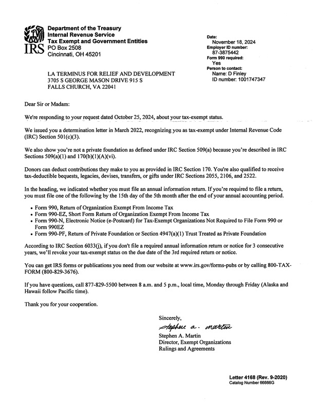 501C letter